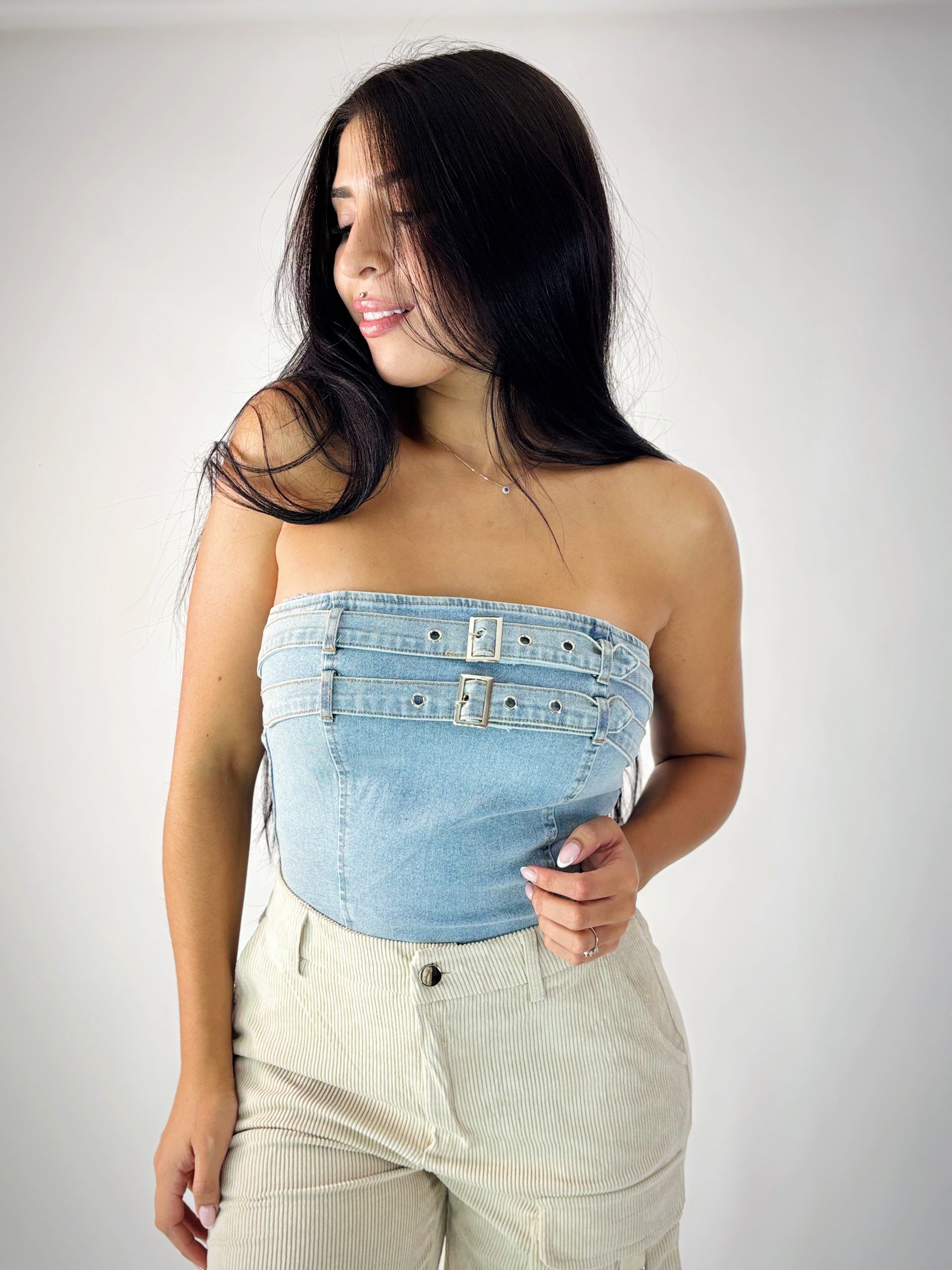 top denim capri